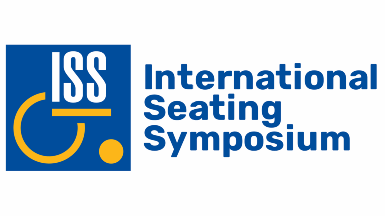 The logo for the International Seating Symposium features the acronym ISS above a stylized icon in blue and yellow, alongside the words International Seating Symposium in bold blue text.
